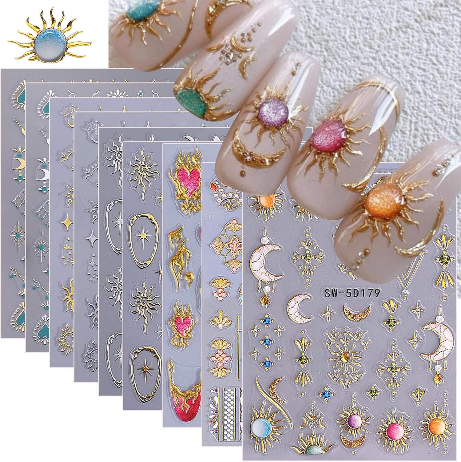 Stzpronail Bohemian style nail stickers front view