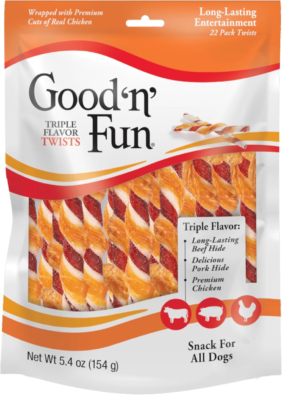 Good 'n' Fun Twists Long-Lasting Dog Treat, With Real Proteins, Beef Hide and Premium Chicken, Supports Dental Health, Mental Stimulation, 70 count - Image 13