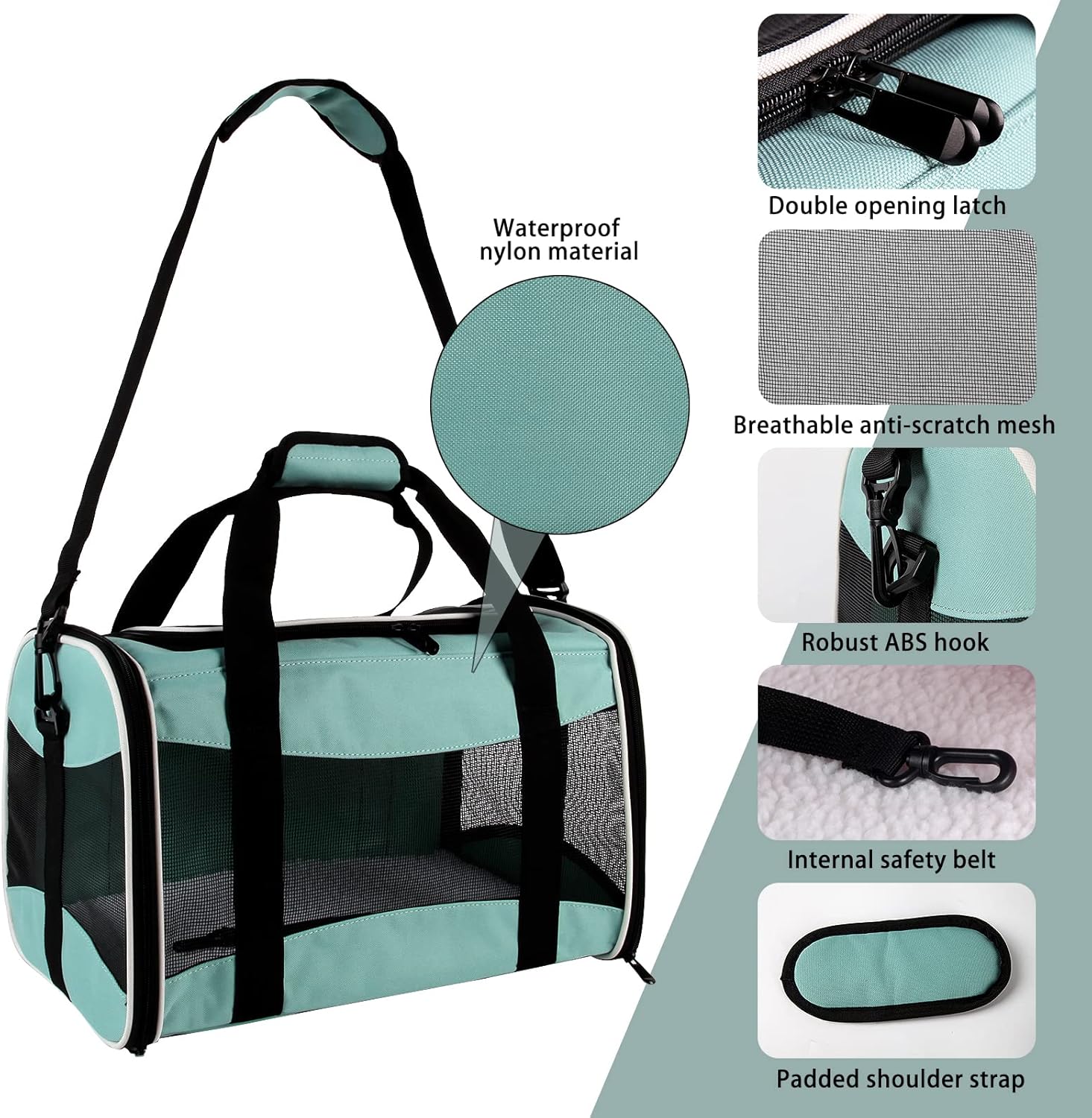Small Animal Travel, Carrier for Hedgehog Rat Parrot Bird Guinea Pig, Lizards Carrier, Soft Sided Travel Carrier Portable Guinea Pig Up to 10 Lbs (15 * 10 * 10, Green) - Image 5