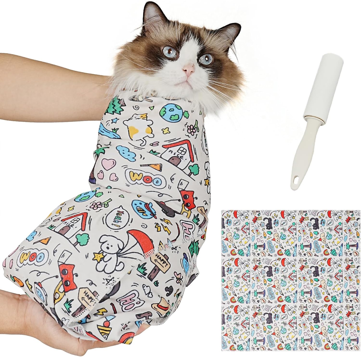 Supet Cat Grooming Wrap for Cutting Nails, 2026 Self-Adherent Cat Wrap, Anti-Escape Calming Cat Swaddle Wrap for Medicine, Nail Clipping, Teeth Brushing, Ear Cleaning - Image 10
