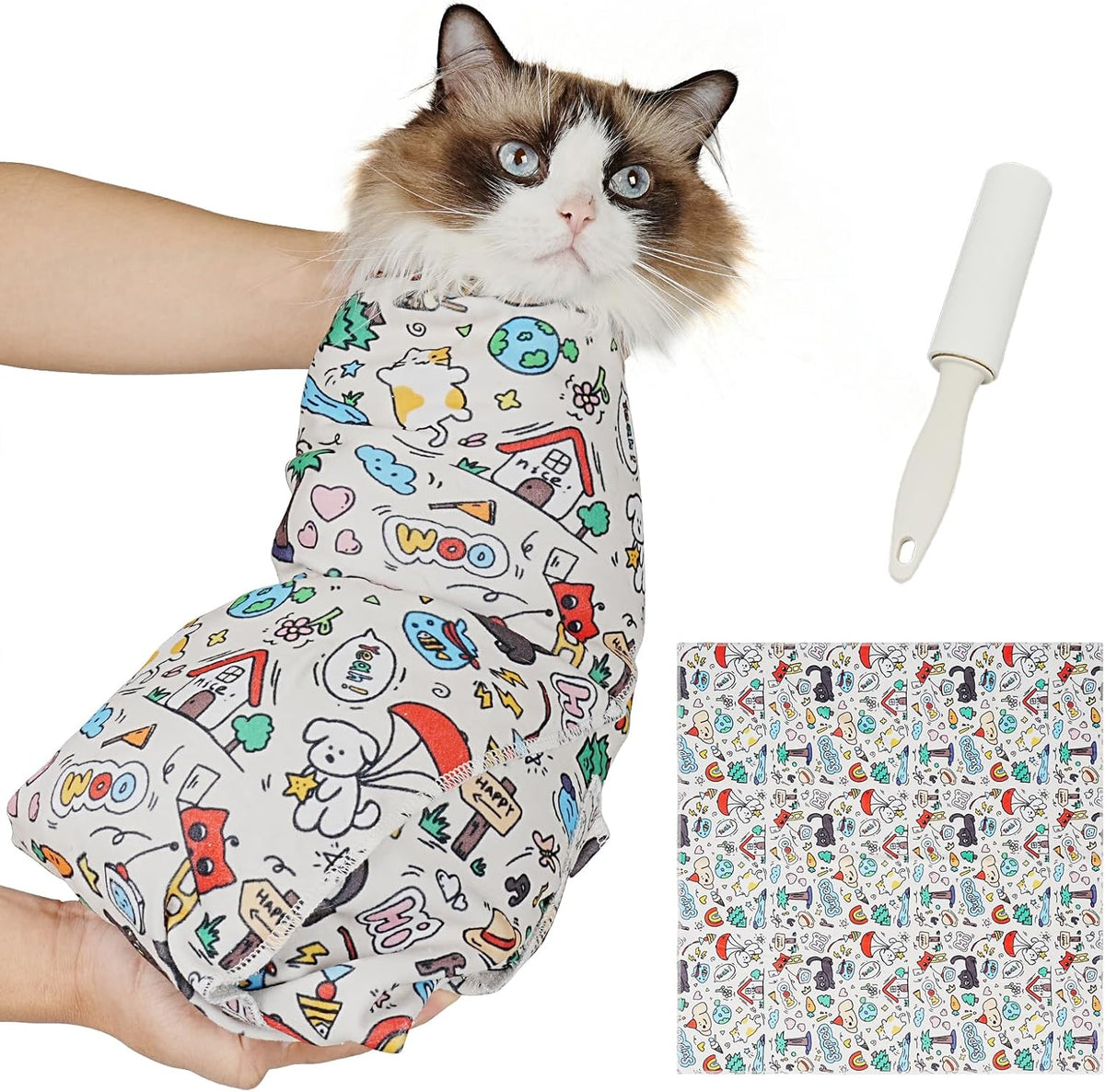 Supet Cat Grooming Wrap for Cutting Nails, 2026 Self-Adherent Cat Wrap, Anti-Escape Calming Cat Swaddle Wrap for Medicine, Nail Clipping, Teeth Brushing, Ear Cleaning - Image 10