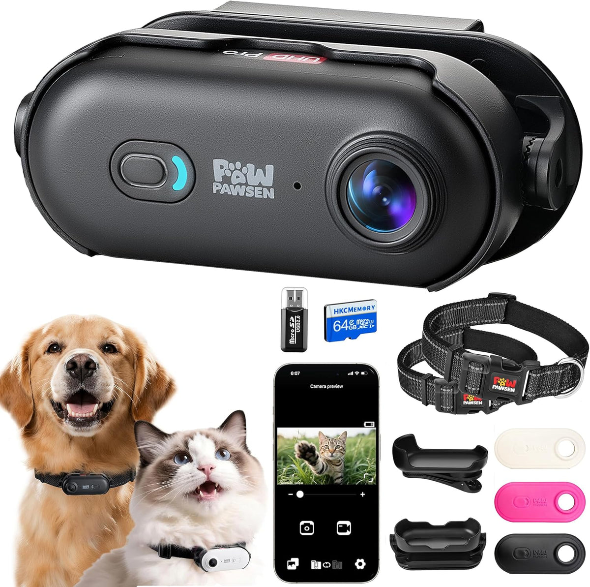 4K UHD Dog& Cat Pet Camera Collar, Video Recorder with Phone App View, Outdoor & Indoor POV Action Cam for Small and Medium-Size Dogs(Black - Pink Waterproof Collar - M, 128g) - Image 12