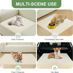 Washable dog pee pads on living room floor