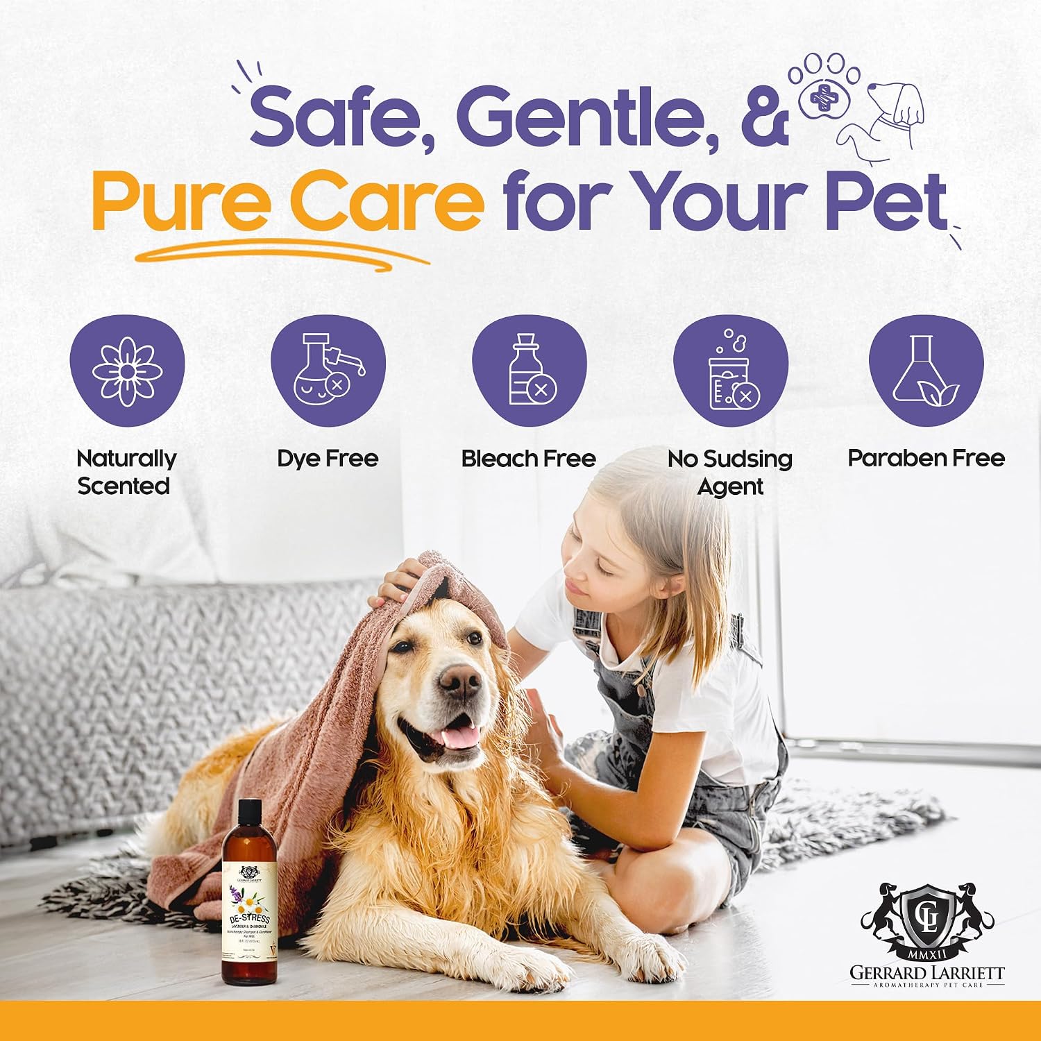 Top view of Gerrard Larriett natural aromatherapy pet wash cap