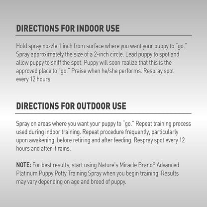 Nature's Miracle spray nozzle and application area illustration