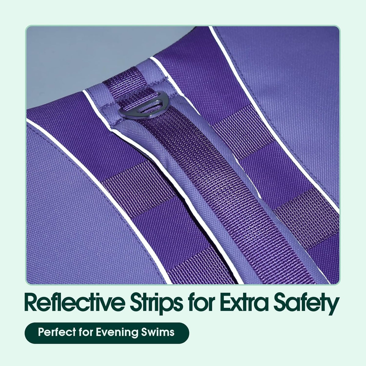 Premium ripstop material pet swim gear with quick release belly buckles.