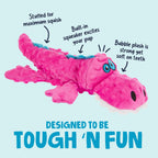 Pink goDog alligator plush toy showing unique bubble textured fabric