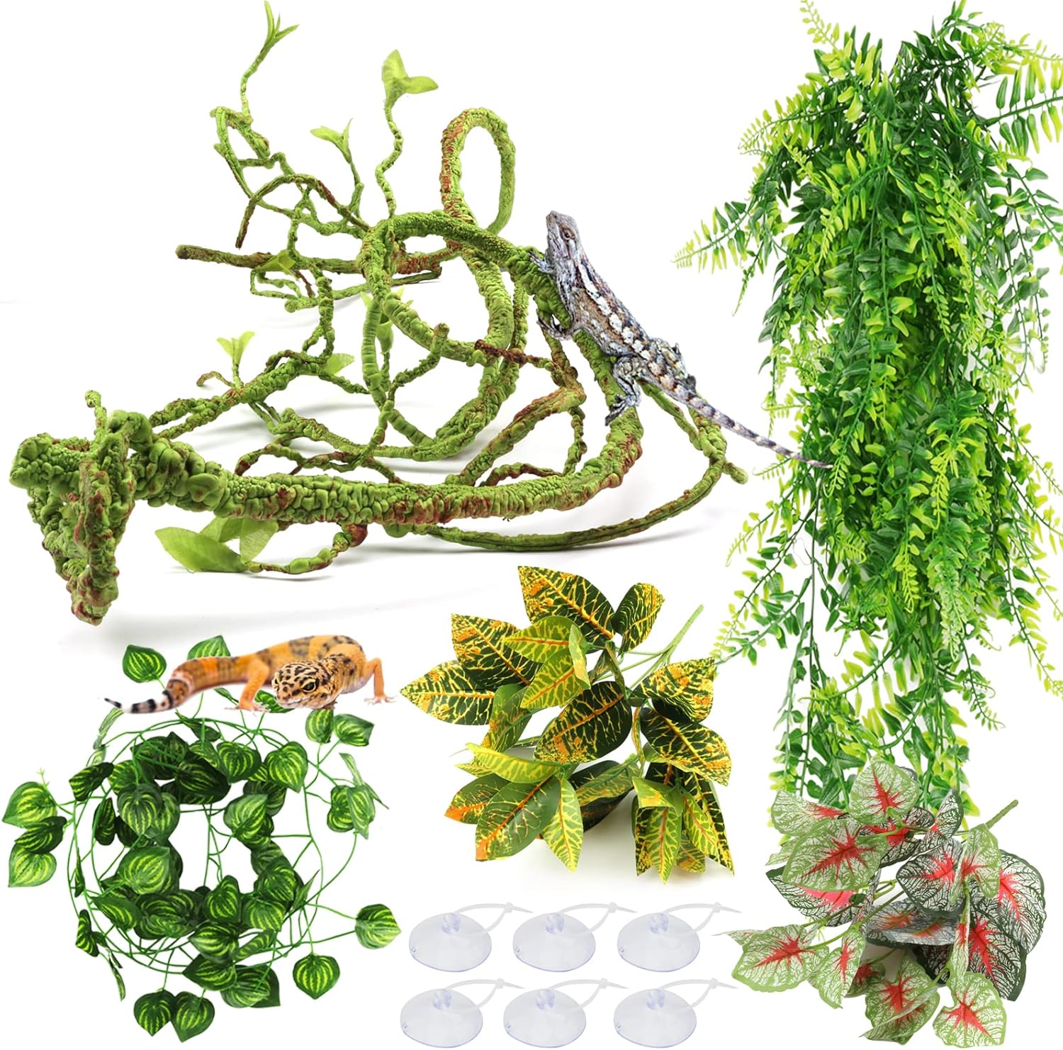 PietyPet reptile plants and hanging vines set front view