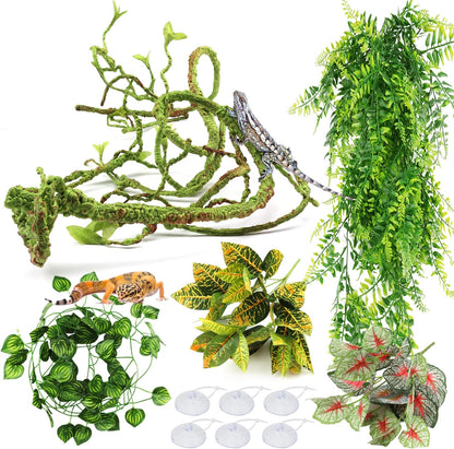 PietyPet reptile plants and hanging vines set front view