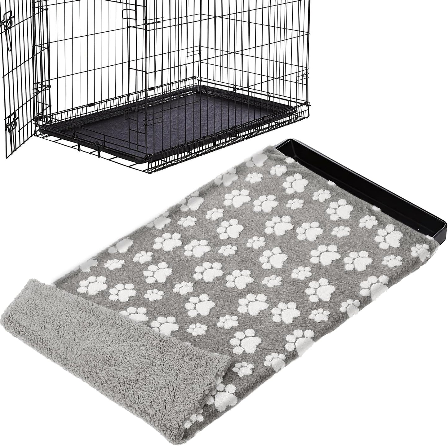BALAPET washable dog crate pan cover front view plush velvet gray tray liner