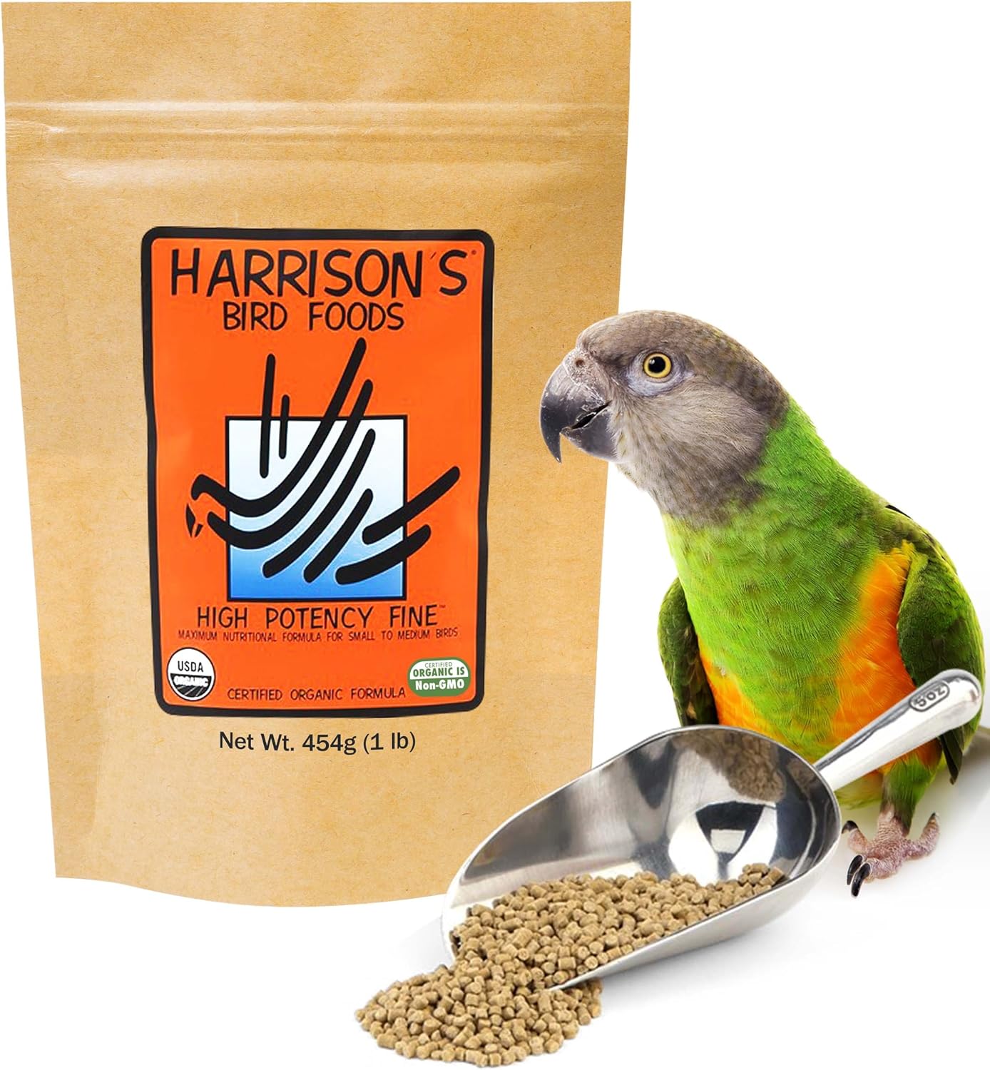 Harrison's Bird Foods High Potency Fine - Certified Organic, Non GMO Formula for Small to Medium Birds - Human Grade Pellets for Molting, Recovering & Weaning Chicks with Balanced Nutrition (1lb) - Image 8
