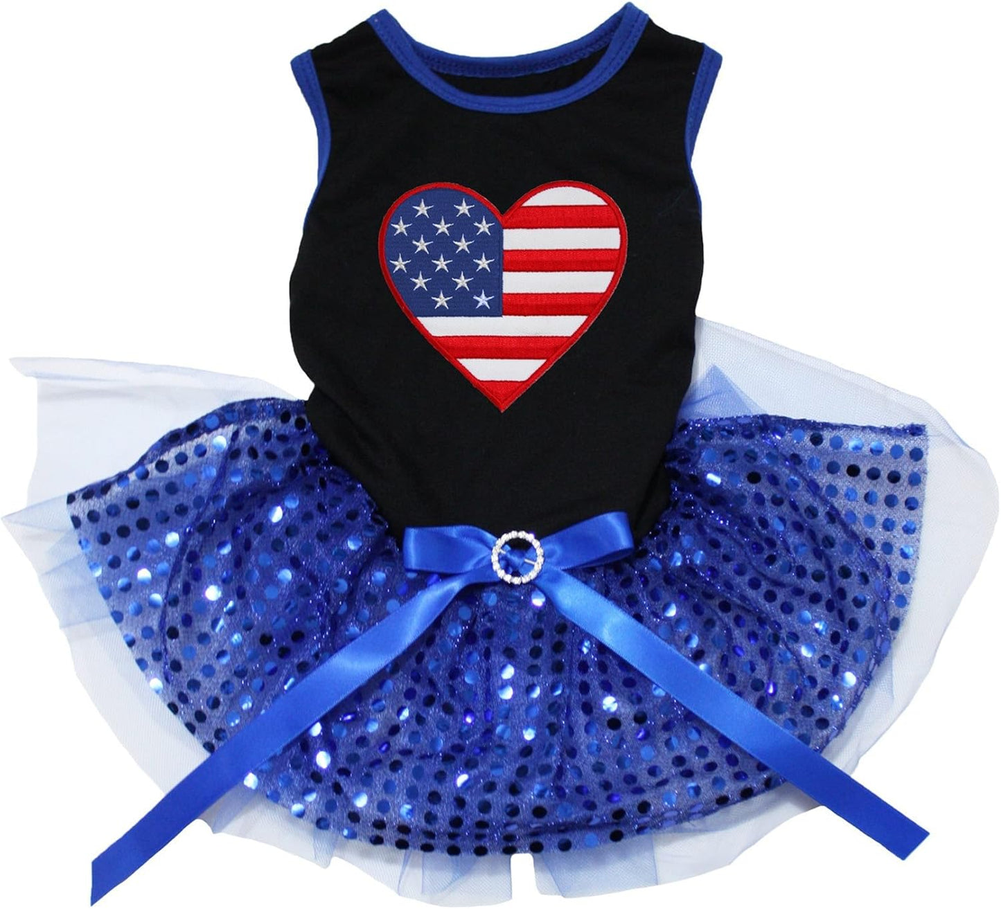 Petitebella Independence Day Dog Dress - 4th of July Patriotic American Flag Heart Puppy Outfits, Blue Stars Tutu Skirt - Image 11