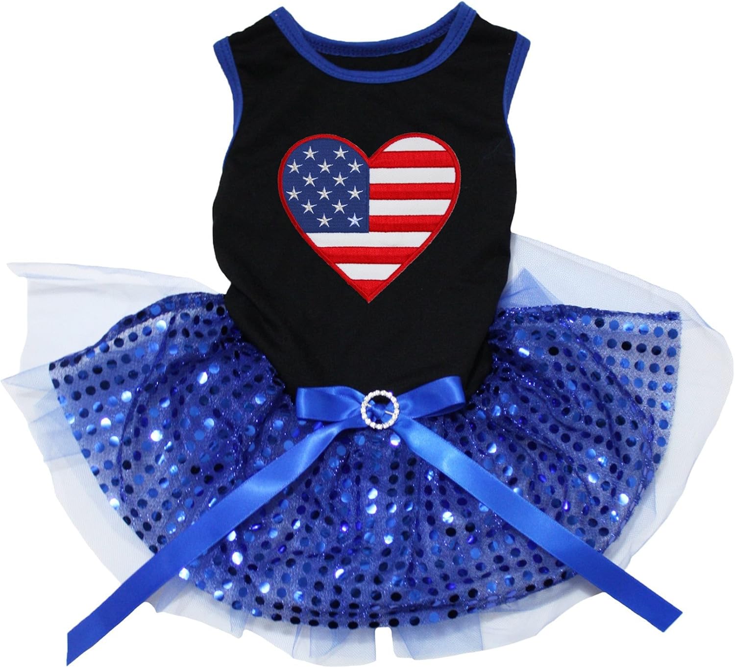 Petitebella Independence Day Dog Dress - 4th of July Patriotic American Flag Heart Puppy Outfits, Blue Stars Tutu Skirt - Image 11