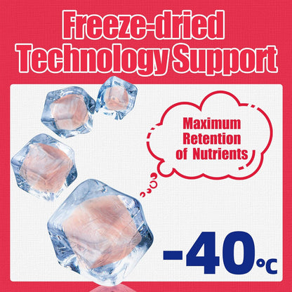 Rehydrated raw chicken freeze dried pet snack close up texture shot