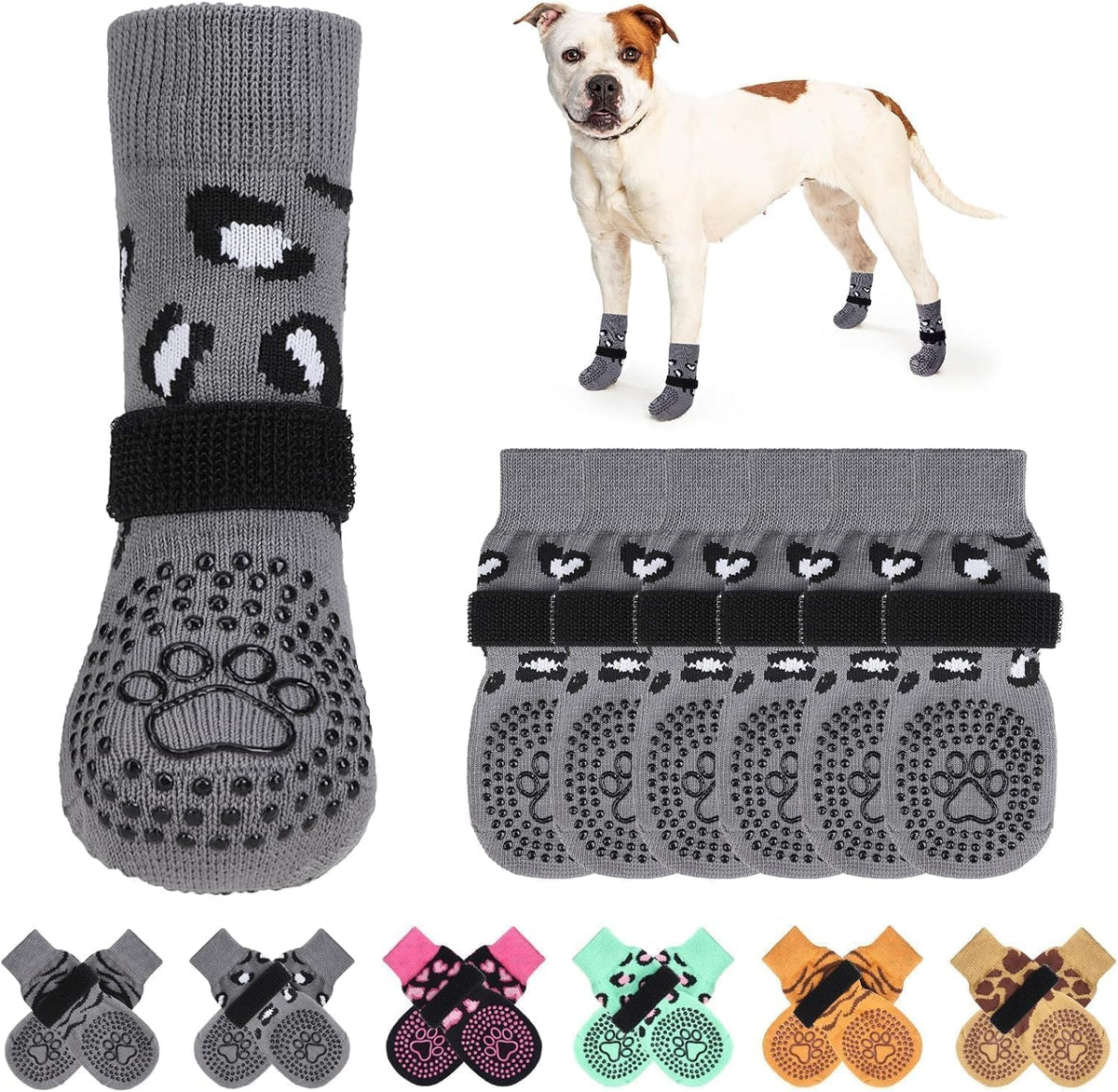KOOLTAIL Anti Slip Dog Socks to Prevent Licking Paws and Slipping, Extra-Thick Grip Pet Boots & Paw Protectors, Winter Warm Puppy Shoes Booties for Hardwood Floors Small Medium Large Senior Dogs,SM - Image 12
