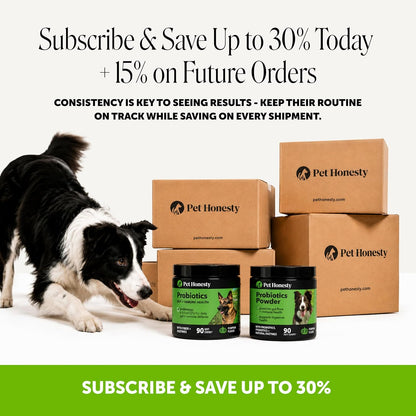 Pet Honesty digestive microflora balance treats formulated for all dog breeds and sizes.