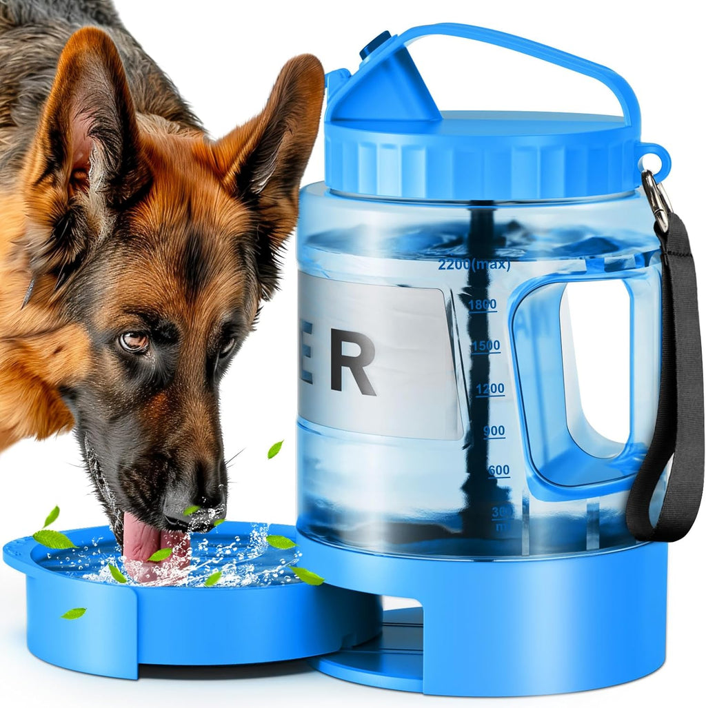 SwSun travel dog water dispenser being used outdoors during hiking
