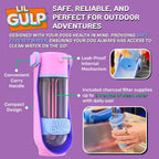 Compact 15 Fluid Ounce travel bowl bottle showing anti spill lock mechanism.