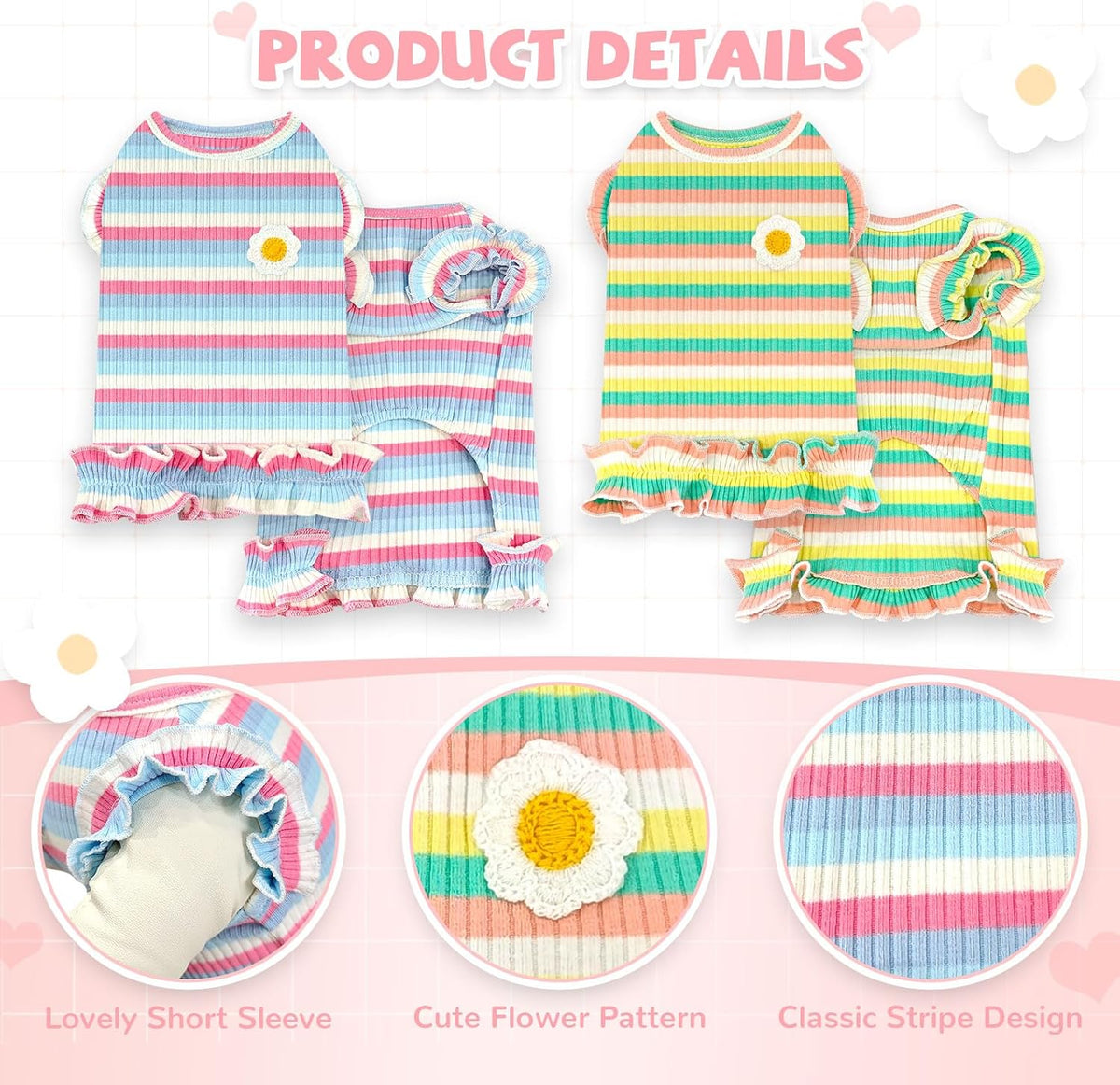 Two pack puppy apparel set laid flat for summer pet fashion