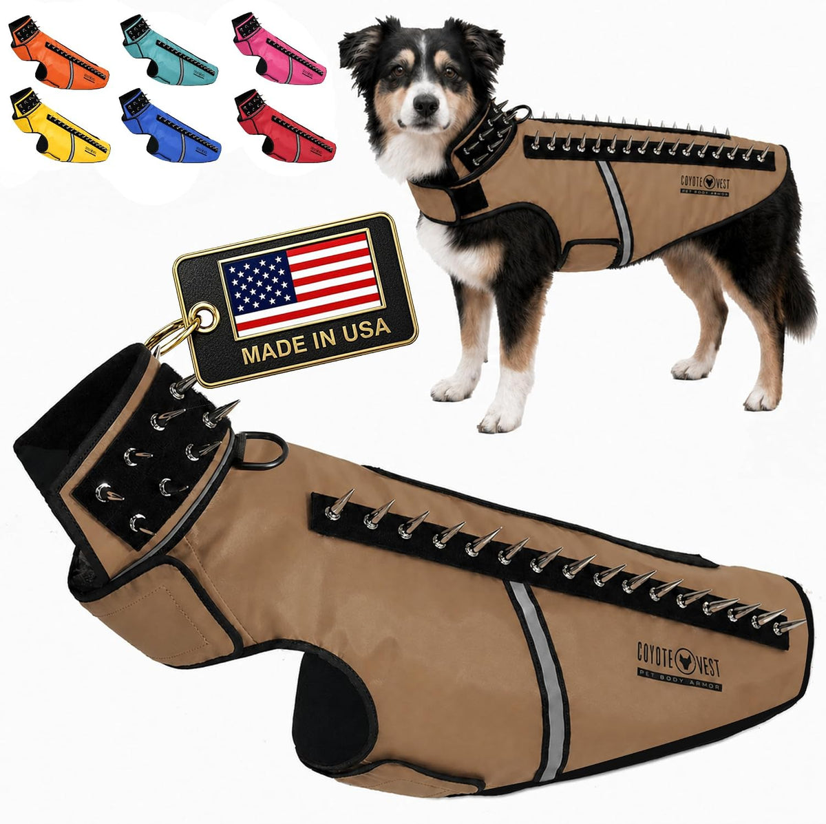 CoyoteVest SpikeVest Dog Harness | Stab-Resistant Protective Vest | Coyote Vest for Dogs | Defends Against Coyotes, Dogs, Birds of Prey | Reflective Safety, Made in USA (S-Neon Pink) - Image 14