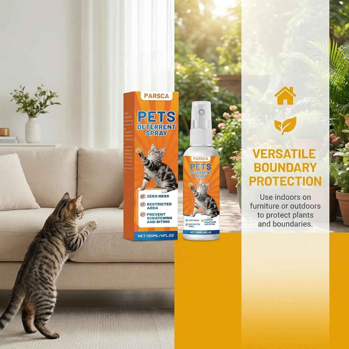 Natural formula cat scratch deterrent for household furniture