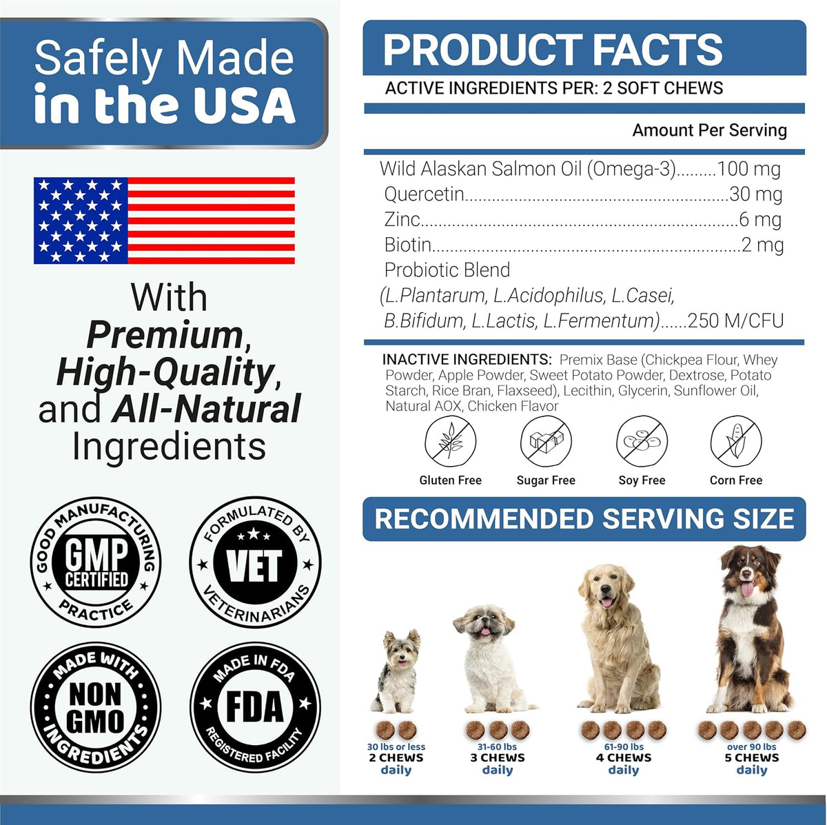 EPA and DHA fatty acid soft chews for dogs allergy care.