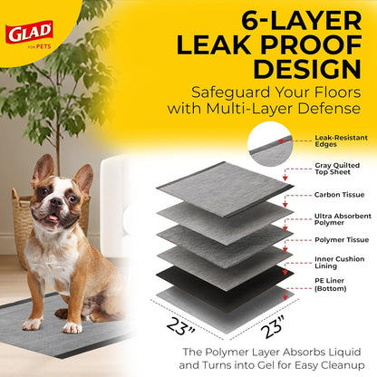 Glad activated carbon training pads showing the charcoal odor control surface