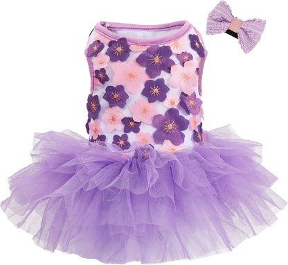 Dog Dress, Fashion Puppy Tutu Princess Dresses for Small Dogs Girl, Sweet Skirt with Dog Bowknot Clips, Spring Dog Cat Clothes Pet Apparel (Denim Princess Dress, XX-Small) - Image 10