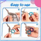 Skybooly colorful finger ring protectors installed inside professional dog hair cutting scissors