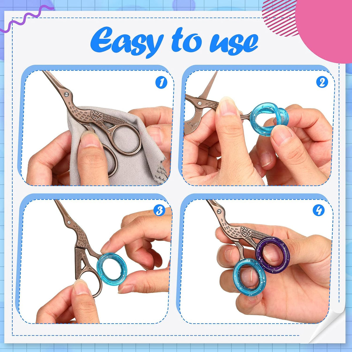 Skybooly colorful finger ring protectors installed inside professional dog hair cutting scissors