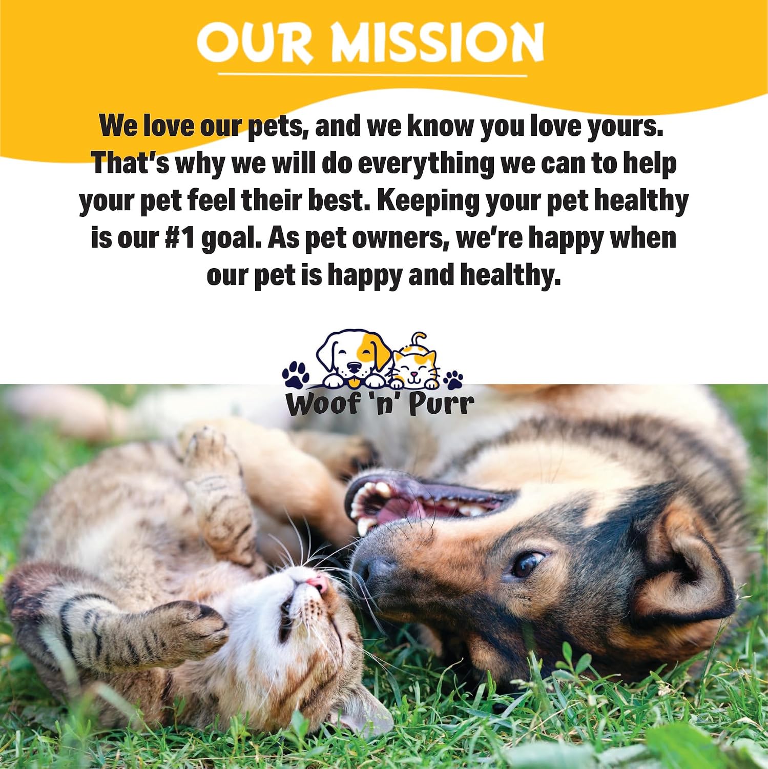 Woof 'N' Purr authentic imported feline wellness liquid tincture bottle.