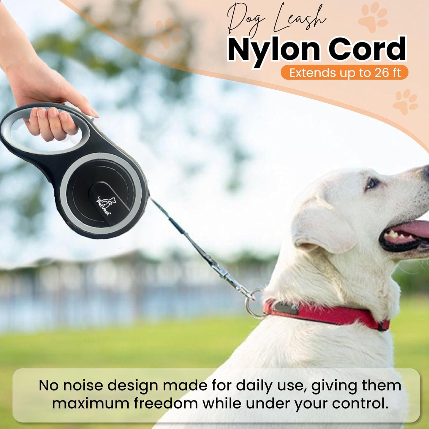 One-handed brake and lock button on PetVest leash
