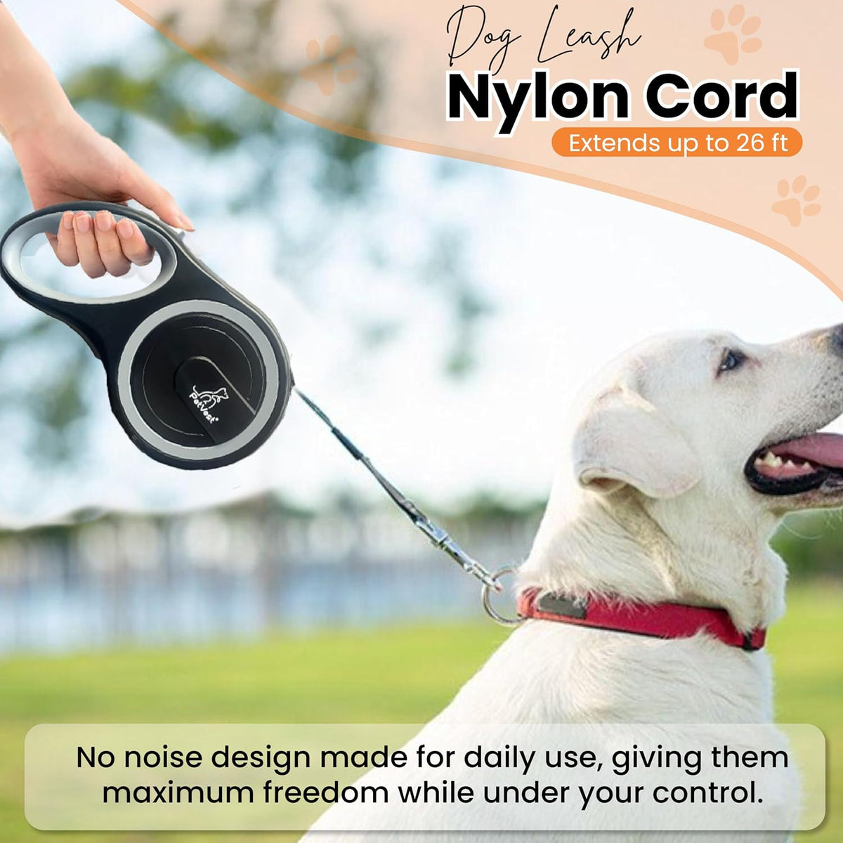 One-handed brake and lock button on PetVest leash