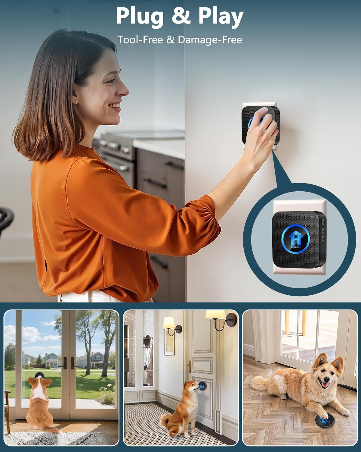 Waterproof touch button for dog door bell