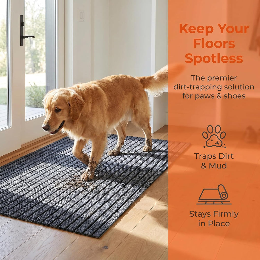 Folded extra large washable dog mat showing easy storage capabilities