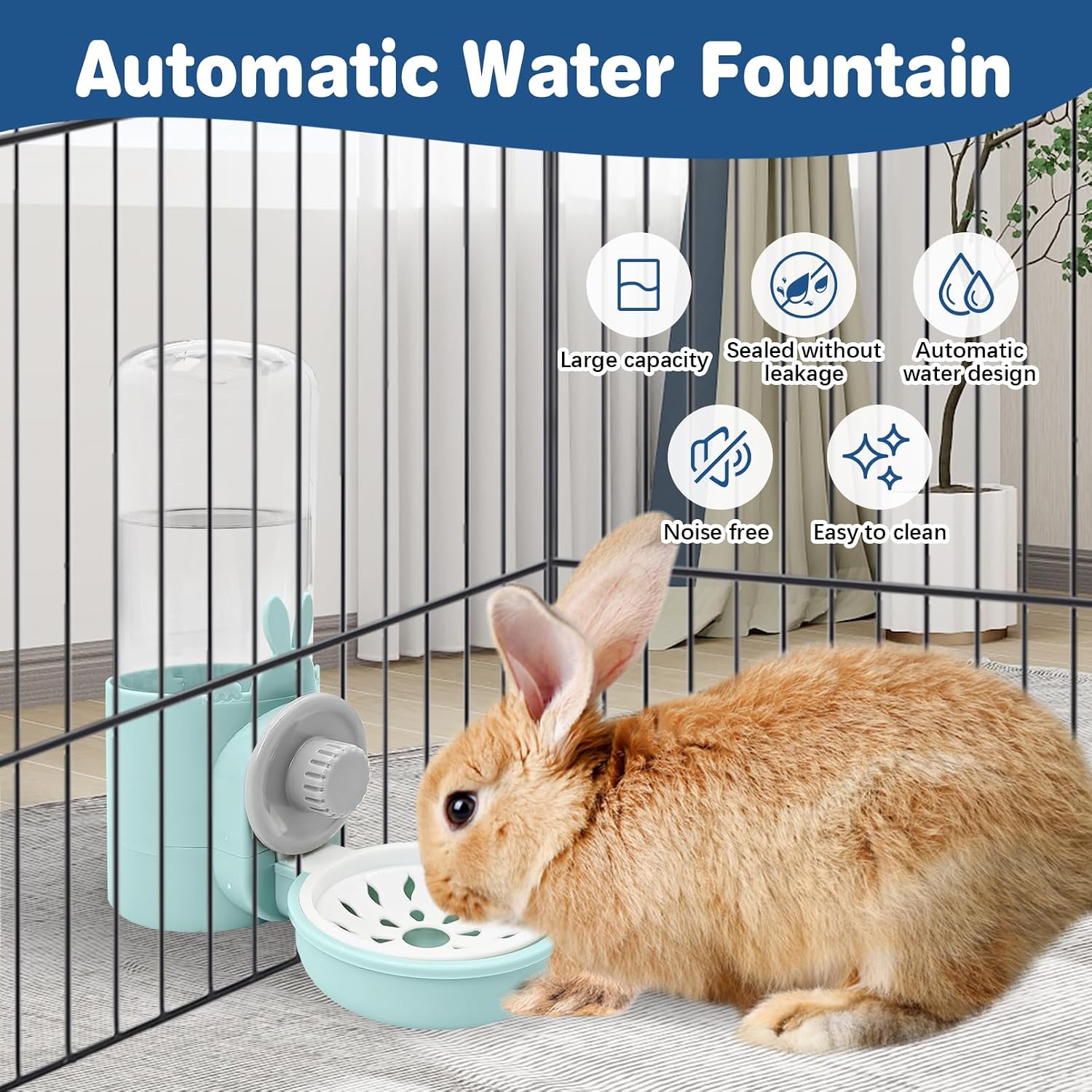 kathson Rabbit Water Dispenser for Cage 17 Oz Hanging Guinea Pig Water Bottle No Drip Gravity Automatic Bunny Water Bottle No Leak Small Animal Water Bottle for Chinchilla Ferret Hamster(Light Blue) - Image 3