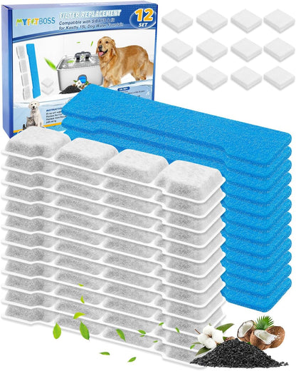8 Set Dog Water Filter Replacement Compatible with SIBAYS & Compatible with Kastty 15L/4Gal, Dog Water Fountain Filter, Multilayer Filtration System 8Pre-Filter+8 Filters+8 Sponges - Image 10