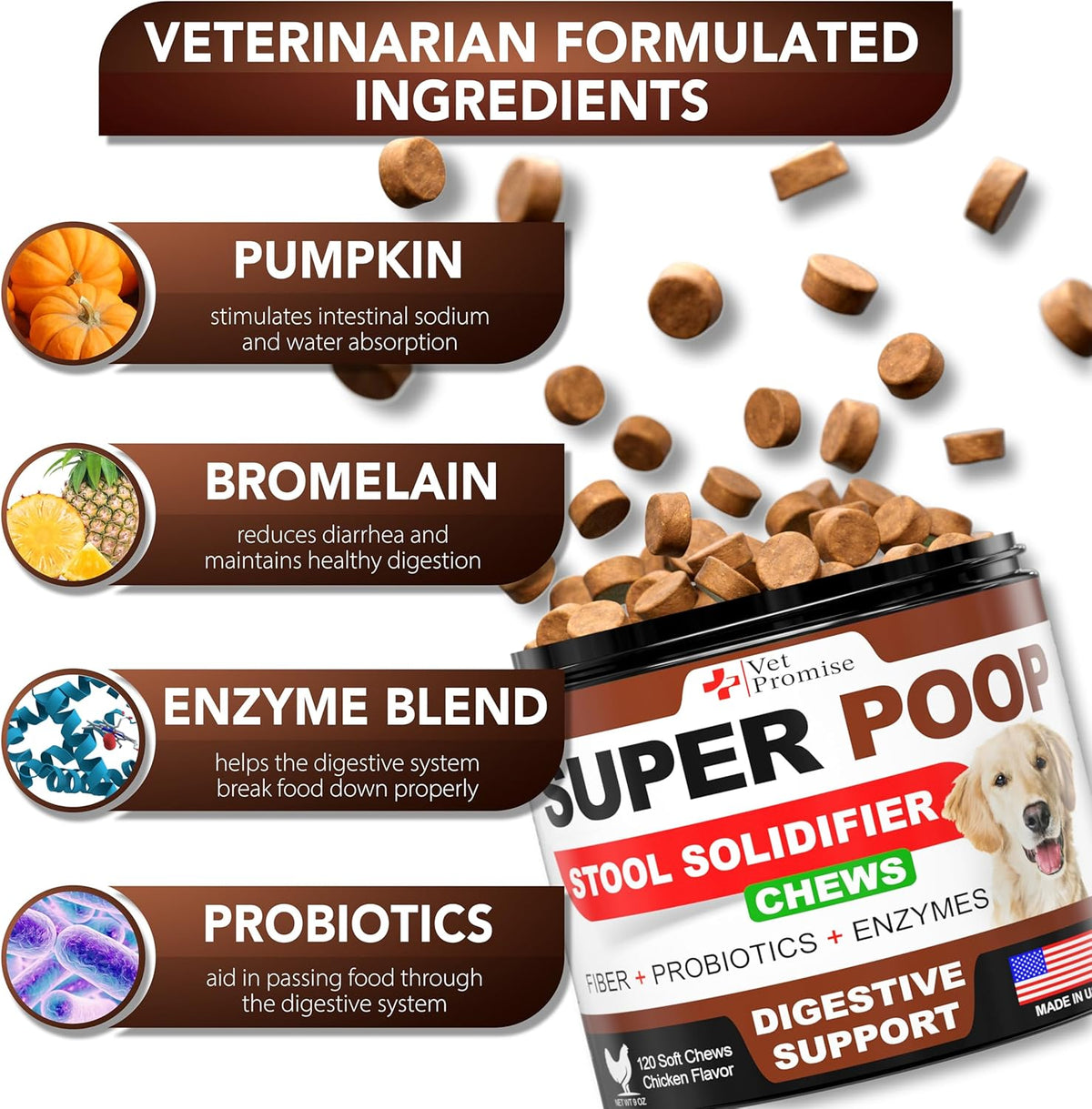 Vet Promise Super Poop Probiotics supplement for digestive health