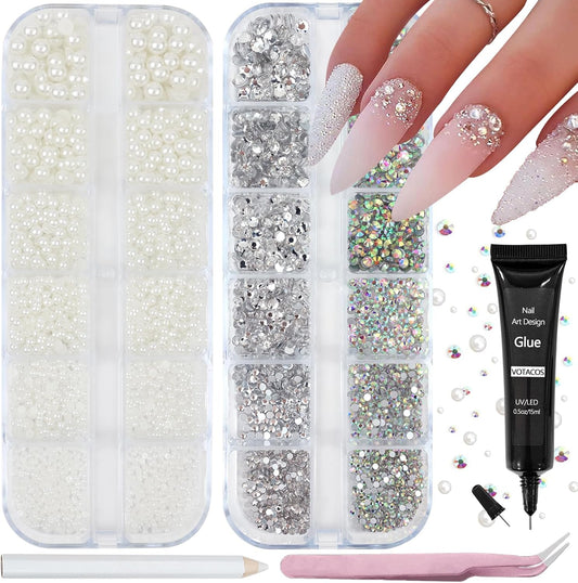 Votacos nail art pearls and rhinestones kit front view