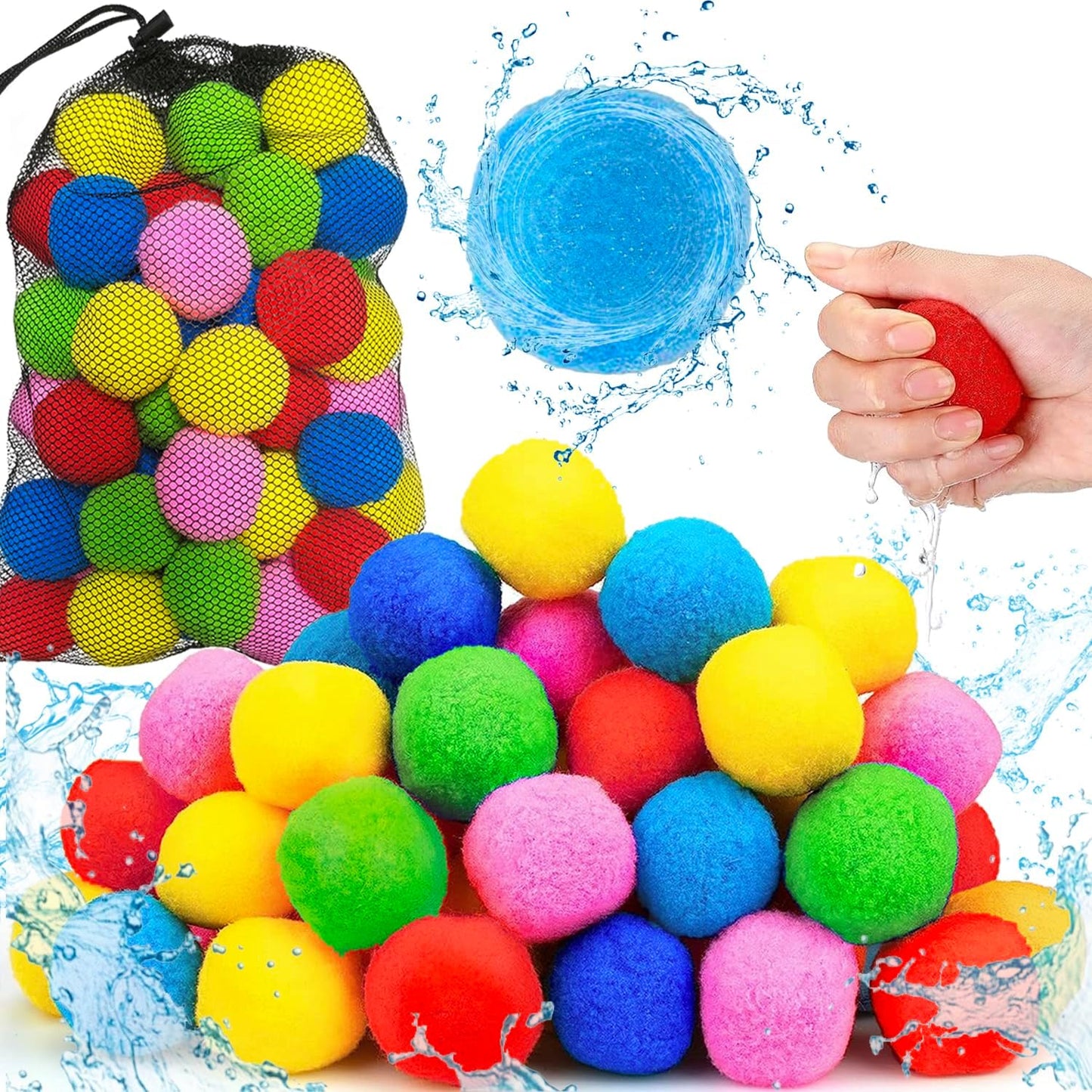 Jishi reusable water balloons sixty pieces front view showing multi colored assortment