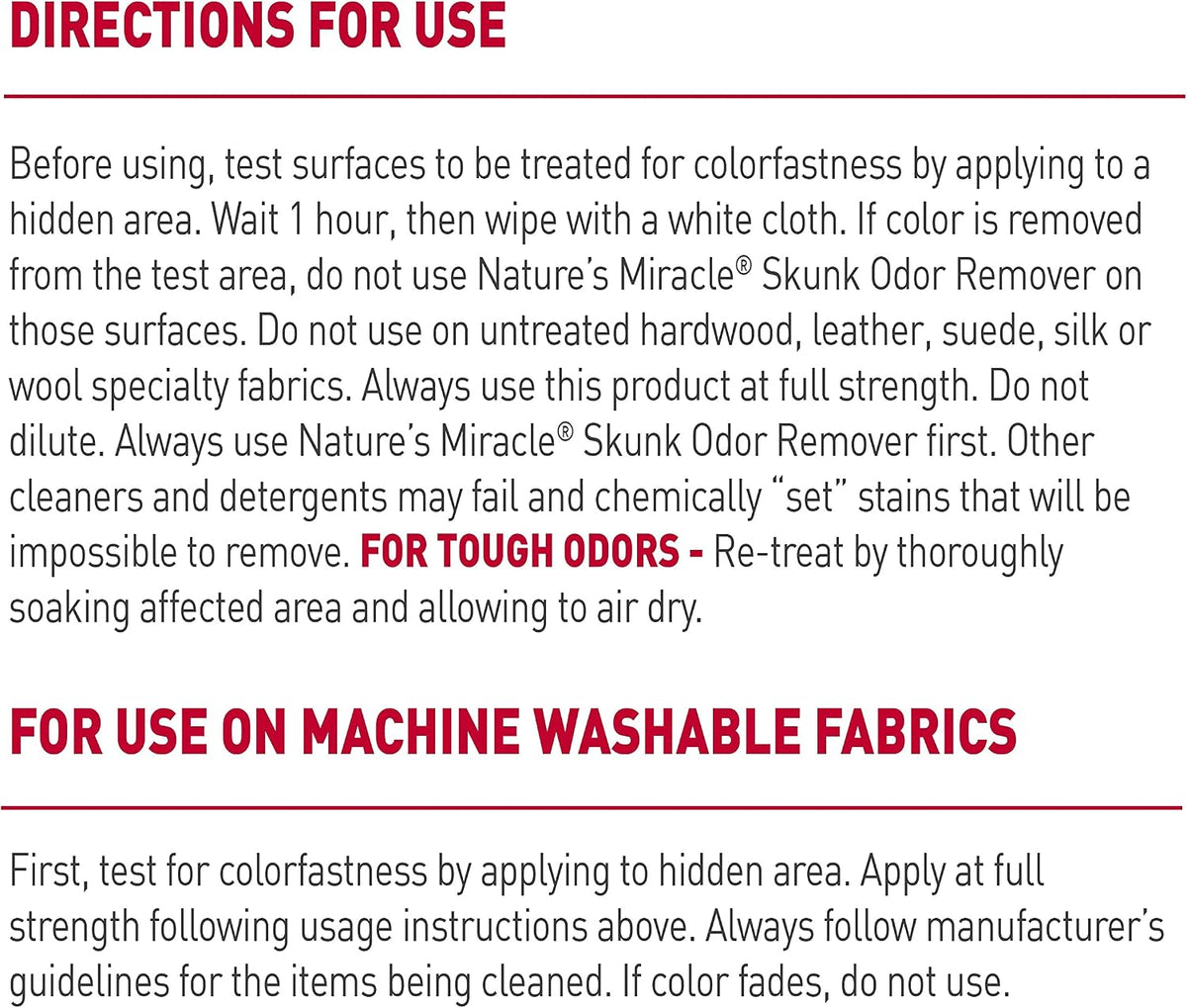 Authentic USA imported 32 Fluid Ounce skunk odor eliminator liquid bottle.