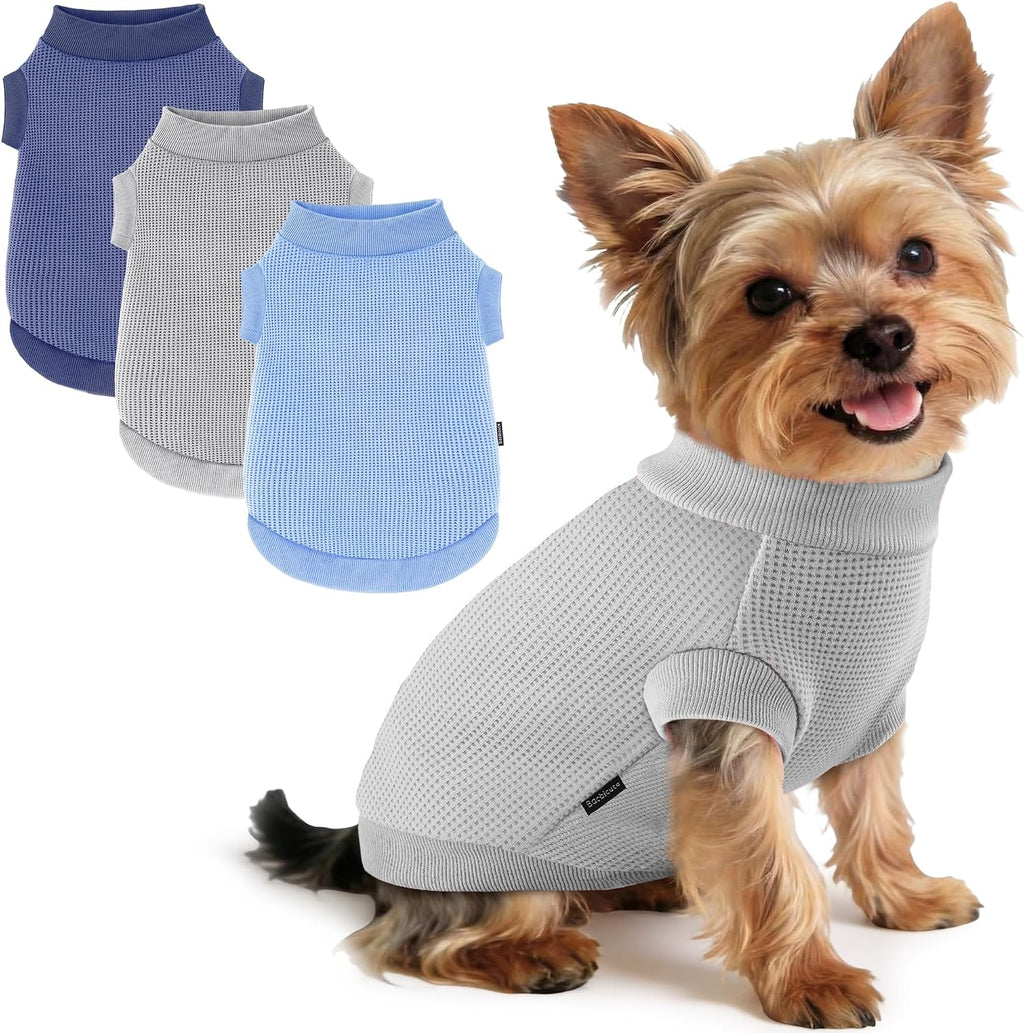 Baobicute 3 pack waffle knit dog shirts front view