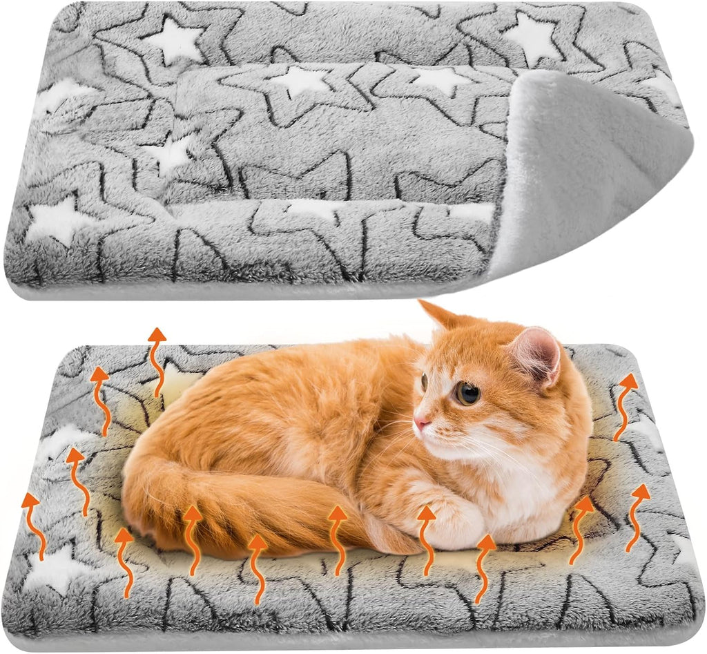 VitalCozy 2 Pack Self Warming Cat Mat Self Heating Pad Bed Reversible Machine Washable Reflects Body Heat Warm Thermal Pet Pad Crate Blanket for Feral and Indoor Cat (Star,17'' X 17'') - Image 14
