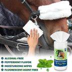 Peppermint flavored non woven fabric horse bit cleaner wipe details