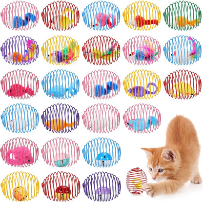 Jecery cat spring balls front view interactive pet toys.