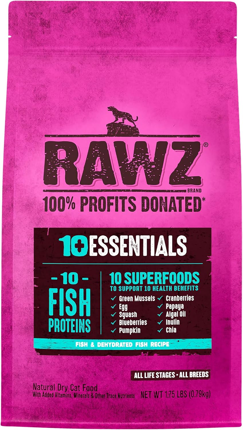 Close up of Rawz premium dry cat food kibble texture