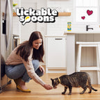 Cat eating Temptations Lickable Spoon treat