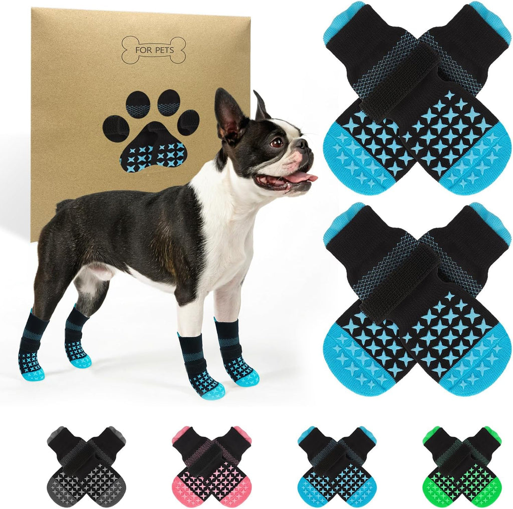 SCENEREAL Anti Slip Dog Socks to Prevent Licking Paws, Dog Booties & Paw Protectors for Hot Pavement Hardwood Floors, Traction Control for Small Medium Large Senior Dogs, Pink M - Image 12