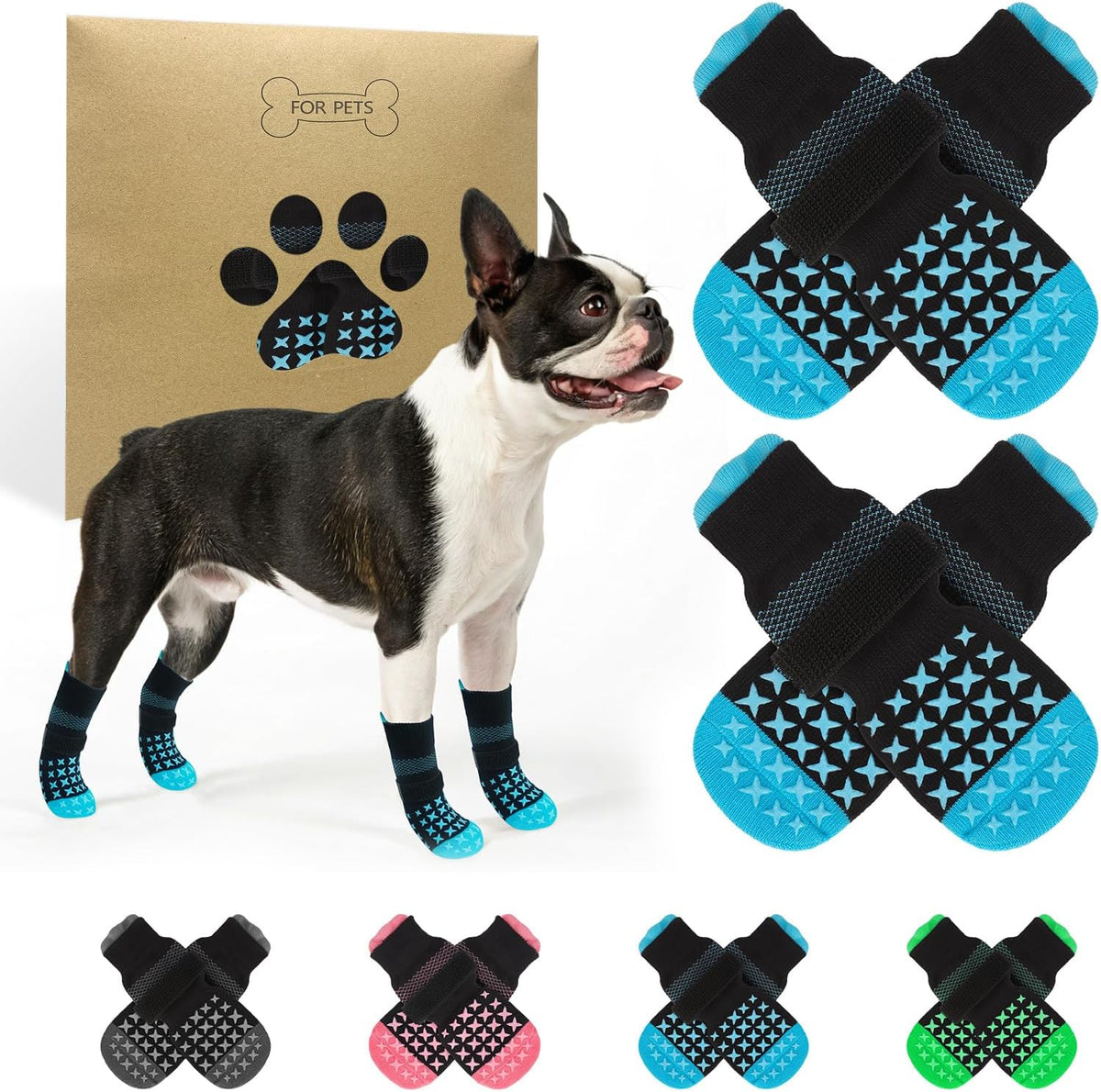 SCENEREAL Anti Slip Dog Socks to Prevent Licking Paws, Dog Booties & Paw Protectors for Hot Pavement Hardwood Floors, Traction Control for Small Medium Large Senior Dogs, Pink M - Image 12