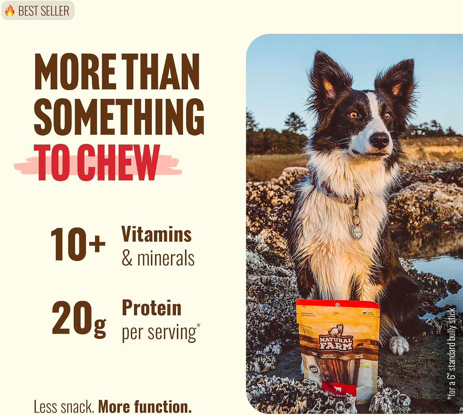 Back of Natural Farm bully sticks package showing full usage instructions